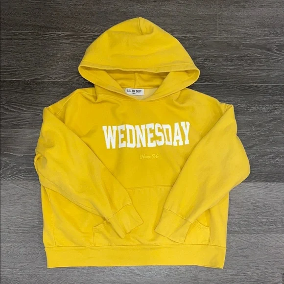 Call Her Daddy Mustard Yellow 'Wednesday' Hoodie and Sweatpants Set Size S - Picture 4 of 5